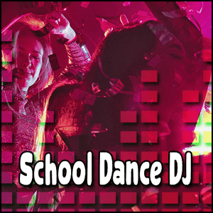A poster advertising a School Dance DJ.