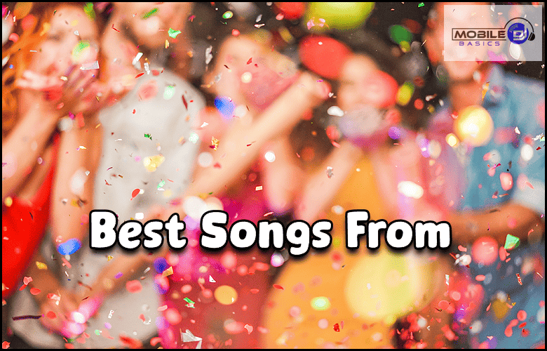 a group of people with confetti and the words'best songs from'.