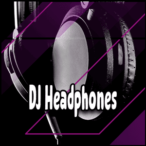DJ headphones on a color background.
