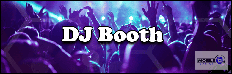 A background with purple and blue colors featuring the words DJ Booth.