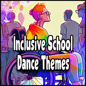 A person in a wheel chair promoting inclusive school dance themes.
