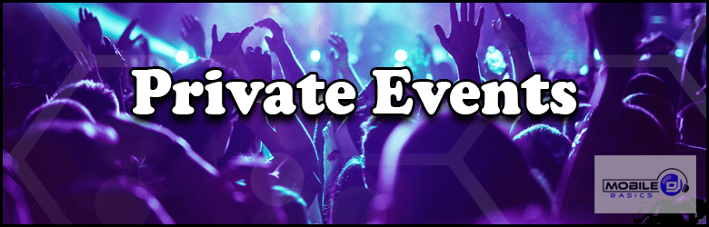 a purple and blue photo with the words private events.